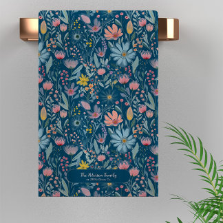 Conjunto De Toalhas Nome da família floral de aquarela moderna persona