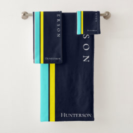 Conjunto De Toalhas Nome da Família Monogramado em Arte de Linha Minim