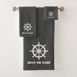 Conjunto De Toalhas Nome da família ou Cinza náutica do navio de bordo