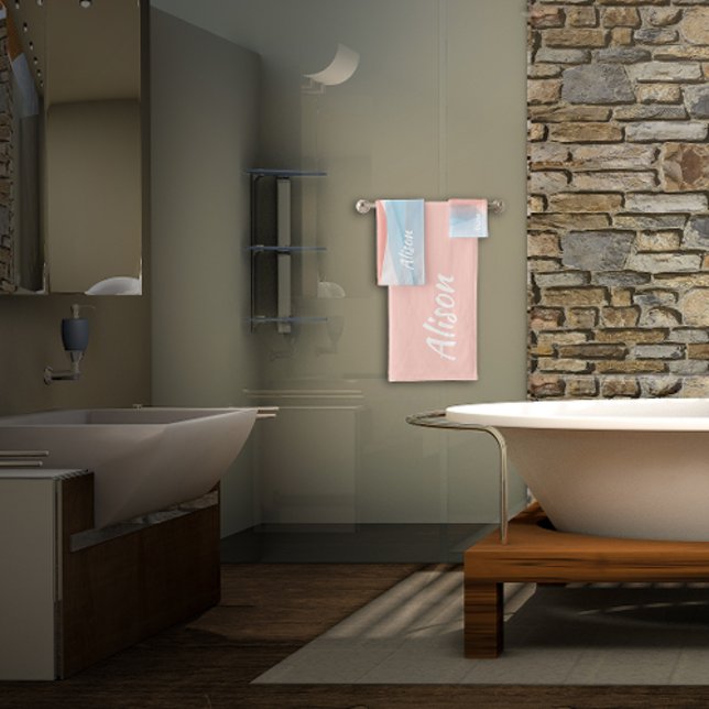 Conjunto De Toalhas Nome de abstrato azul-rosa pálido (Criador carregado)