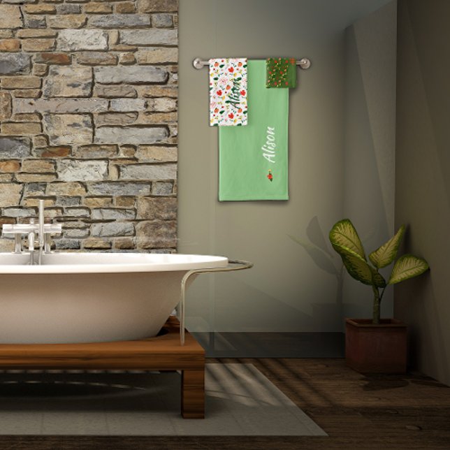 Conjunto De Toalhas Nome de flores silvestres verdes brancas vermelhas (Criador carregado)