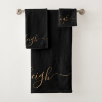 Nome de Script Dourado Elegante Moderno Preto