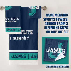 Conjunto De Toalhas Nome do James que significa estilo esportivo azul