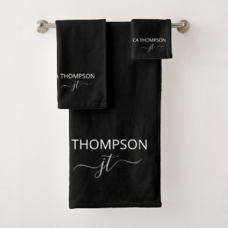 Conjunto De Toalhas Nome do Monograma de Rapariga de Script Simples de