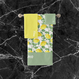 Conjunto De Toalhas Nome do padrão de limão amarelo verde pastoso