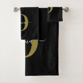 Conjunto De Toalhas Nome do Script Monograma Personalizado Branco Pret