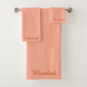 Conjunto De Toalhas Nome Elegante Moderno da Caligrafia Modelo Apricot