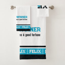 Conjunto De Toalhas Nome Felix significa monograma esportivo branco az