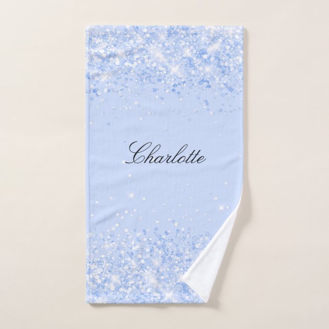 Conjunto De Toalhas Nome glamouroso pastel azul (Toalha de mão)