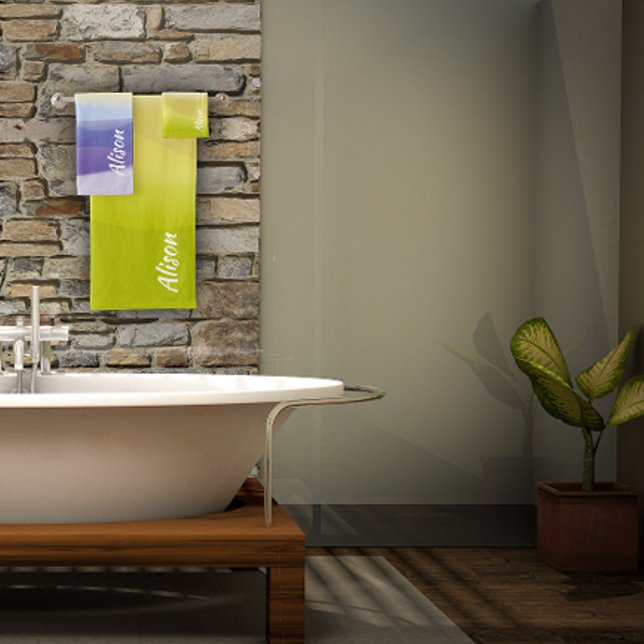 Conjunto De Toalhas Nome lavanda de abstrato de gradiente amarelo (Criador carregado)