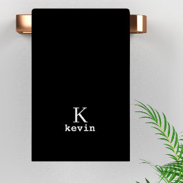 Conjunto De Toalhas Nome moderno e elegante do monograma preto e branc