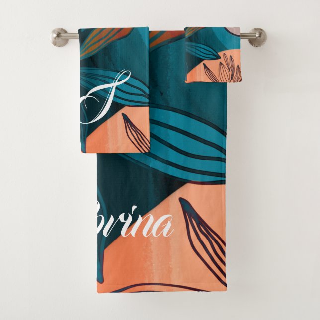 Conjunto De Toalhas Nome Monograma de Assinatura de Script Personaliza (Insitu)