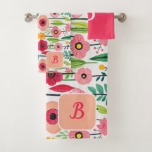 Nome Monograma de Padrão Floral de Aquarela