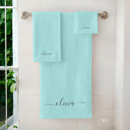 Conjunto De Toalhas Nome Monograma Feminino de Letra Cursiva Moderna e