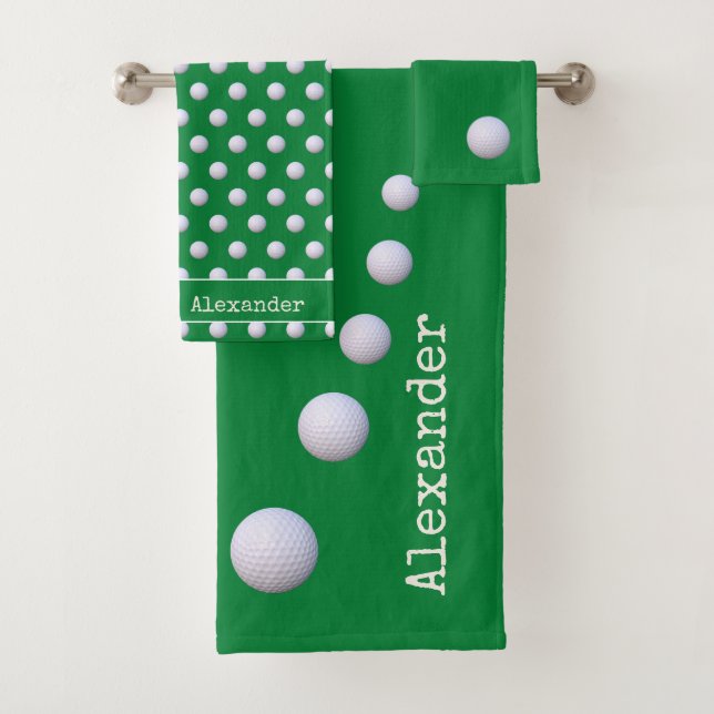 Conjunto De Toalhas Nome monograma verde de golfe (Insitu)