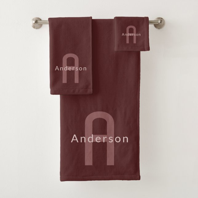 Conjunto De Toalhas Nome Monogramado com Visual Moderno | Vermelho Mar (Insitu)