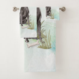 Conjunto De Toalhas Nome personalizado Black Lab Pet Dog