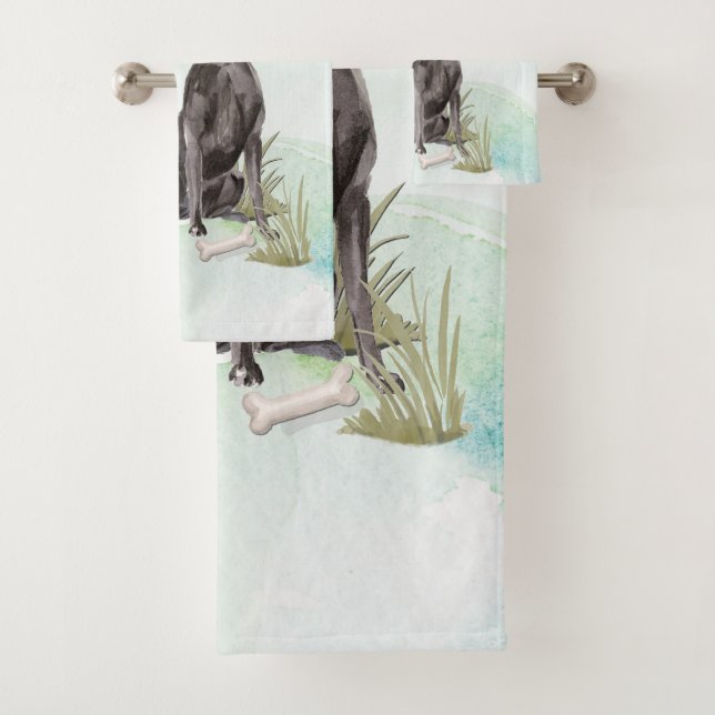 Conjunto De Toalhas Nome personalizado Black Lab Pet Dog (Insitu)