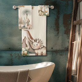 Conjunto De Toalhas Nome Personalizado Boho Cute Dinossaur