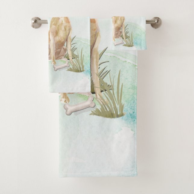 Conjunto De Toalhas Nome personalizado Cão de Pet Amarelo do Laboratór (Insitu)