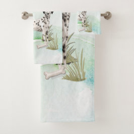 Conjunto De Toalhas Nome Personalizado Cão Pet Dalmaciano