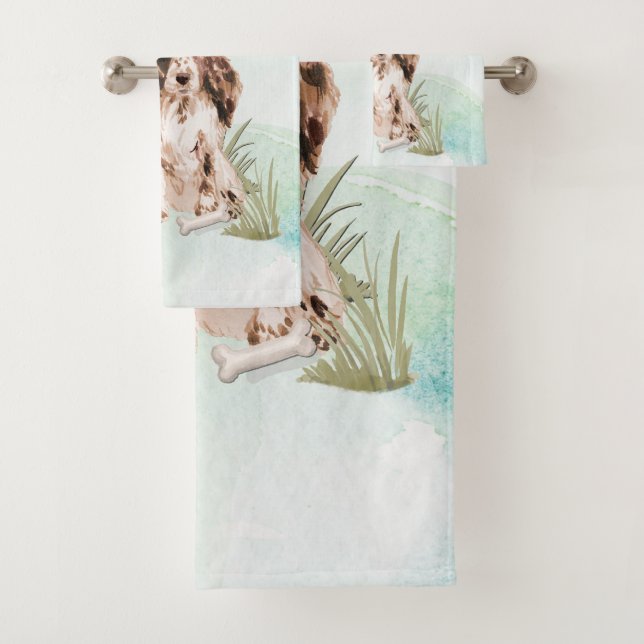 Conjunto De Toalhas Nome Personalizado Cão Pet do Cocker Spaniel (Insitu)