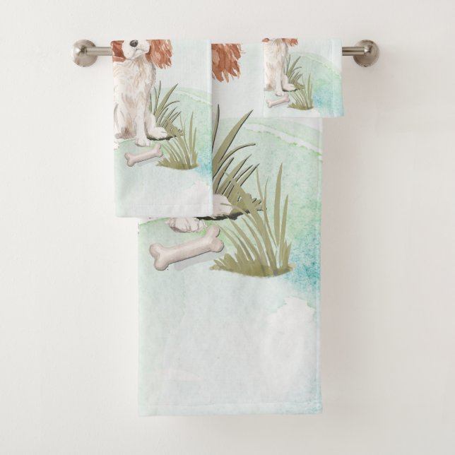 Conjunto De Toalhas Nome Personalizado Cavalier King Charles Spaniel P (Insitu)