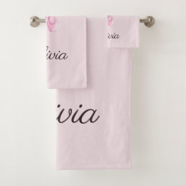 Conjunto De Toalhas Nome Personalizado da Ballerina Floral Rosa Elegan