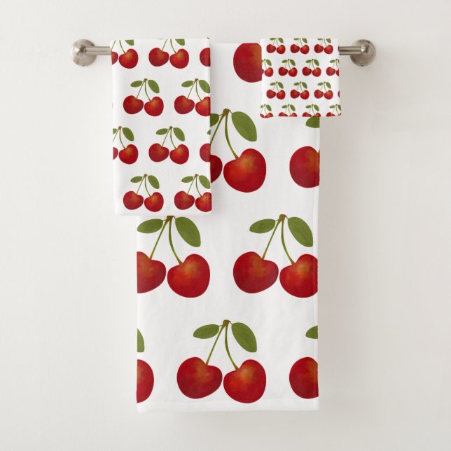 Conjunto De Toalhas Nome Personalizado da Fruta Red Cherries (Insitu)