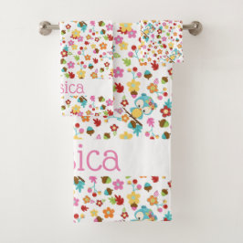 Conjunto De Toalhas Nome Personalizado da Garota Floral Floral da Flor