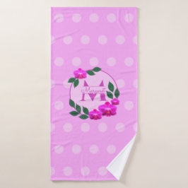 Conjunto De Toalhas Nome personalizado da vintagem floral rosa, cor-de