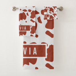 Conjunto De Toalhas Nome personalizado do Ayrshire Cow Animal Print Pa