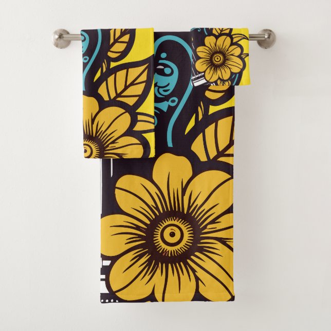 Conjunto De Toalhas Nome Personalizado e Cor Ukulele (Insitu)