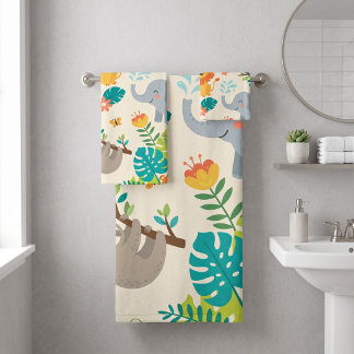 Conjunto De Toalhas Nome Personalizado Jungle Fun