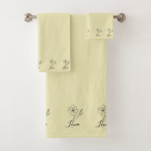 Conjunto De Toalhas Nome personalizado March jonquil Birth Flower