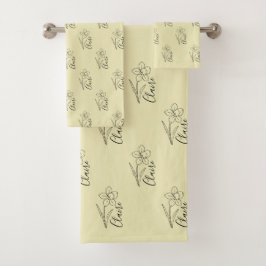Conjunto De Toalhas Nome personalizado March narciso Flor do Nasciment