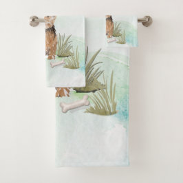 Conjunto De Toalhas Nome Personalizado Norfolk Terrier Pet Dog