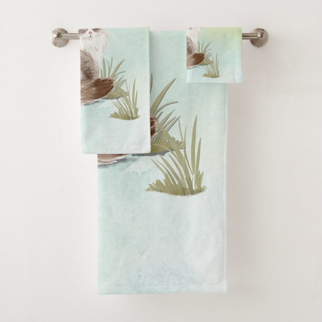 Conjunto De Toalhas Nome Personalizado Pet de Cat Siberiano (Insitu)