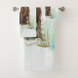 Conjunto De Toalhas Nome Personalizado Pet Pet de Chocolate