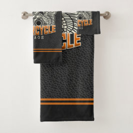 Conjunto De Toalhas Nome Personalizado Pistões Asas Motociclismo Garag