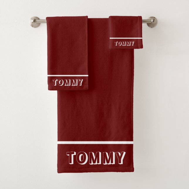 Conjunto De Toalhas Nome Simples Elegante em Texto sobre Marrom (Insitu)