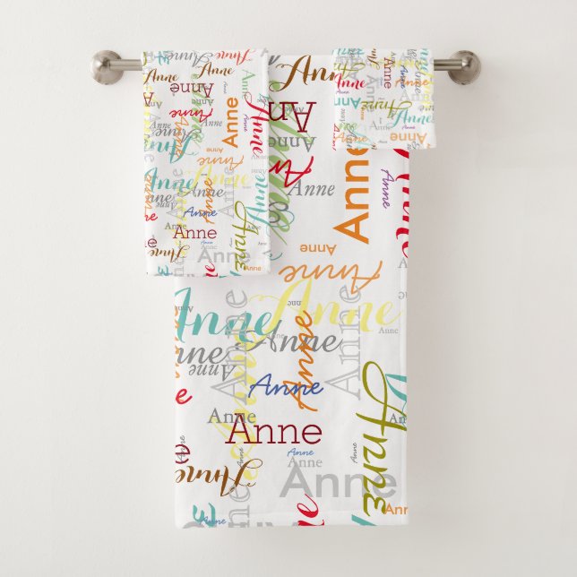 Conjunto De Toalhas Nomes Coloridos Personalizados carimbados (Insitu)