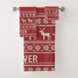 Conjunto De Toalhas Nordic Reindeer Christmas Personalized 