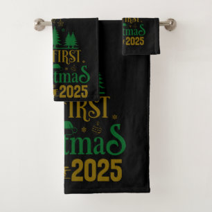 Conjunto De Toalhas Nosso Primeiro Natal Juntos 2025 Preto