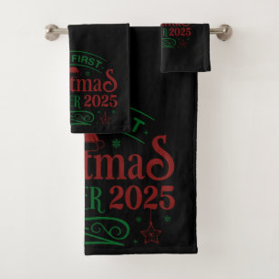Conjunto De Toalhas Nosso Primeiro Natal Juntos 2025 Preto