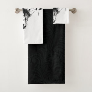 Conjunto De Toalhas Nota luxuosa da música preto e branco