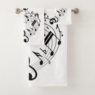 Conjunto De Toalhas Notas musicais pretas na forma oval