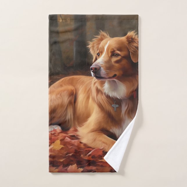 Conjunto De Toalhas Nova Escócia Duck Terrier no outono deixa cair (Toalha de mão)