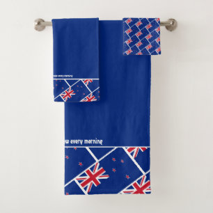 Conjunto De Toalhas NOVA ZEALAND FLAG - Escritura Personalizada AZUL