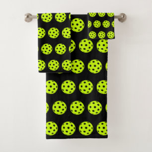Conjunto De Toalhas Novidade Amarela do Padrão de Pickleball FUNNY